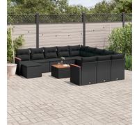 vidaXL Set de sofás de jardín y cojines 13 pzas ratán sintético negro
