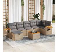 vidaXL Set de sofás de jardín y cojines 8 piezas ratán sintético beige