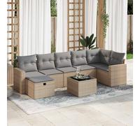 vidaXL Set de sofás de jardín y cojines 8 piezas ratán sintético beige