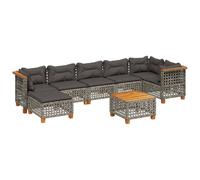 vidaXL Set de sofás de jardín y cojines 8 piezas ratán sintético gris