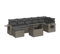 vidaXL Set de sofás de jardín y cojines 8 piezas ratán sintético gris