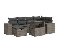 vidaXL Set de sofás de jardín y cojines 8 piezas ratán sintético gris