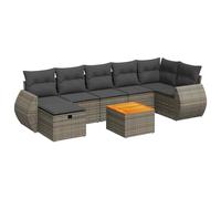 vidaXL Set de sofás de jardín y cojines 8 piezas ratán sintético gris