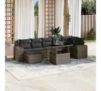 vidaXL Set de sofás de jardín y cojines 8 piezas ratán sintético gris