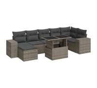 vidaXL Set de sofás de jardín y cojines 8 piezas ratán sintético gris