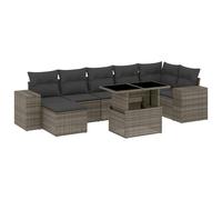 vidaXL Set de sofás de jardín y cojines 8 piezas ratán sintético gris