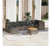 vidaXL Set de sofás de jardín y cojines 8 piezas ratán sintético gris