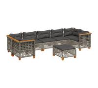 vidaXL Set de sofás de jardín y cojines 8 piezas ratán sintético gris