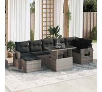 vidaXL Set de sofás de jardín y cojines 8 piezas ratán sintético gris