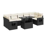 vidaXL Set de sofás de jardín 8 piezas – ratán sintético con cojines – Negro