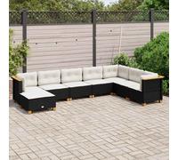 vidaXL Set de sofás de jardín y cojines 8 piezas ratán sintético negro