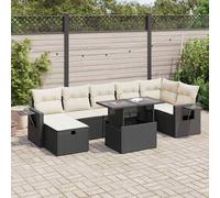 vidaXL Set de sofás de jardín y cojines – 8 piezas, ratán sintético, negro