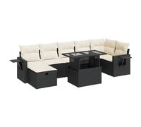 vidaXL Set de sofás de jardín y Cojines 8 Piezas ratán sintético Negro, Juego de sofás para Exterior, Juego de salón para jardín, Juego de sofás de ratán sintético