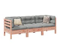vidaXL Set de sofás jardín 3 pzas con cojines madera abeto Douglas