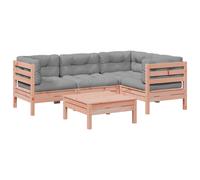 vidaXL Set de sofás jardín 5 pzas con cojines madera abeto Douglas