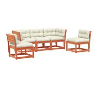 vidaXL Set de sofás jardín 5 pzas con cojines madera pino marrón cera