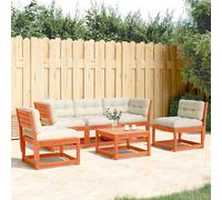 vidaXL Set de sofás jardín 5 pzas con cojines madera pino marrón cera