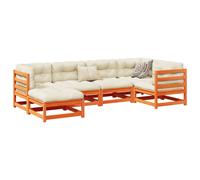 vidaXL Set de sofás jardín 6 pzas con cojines madera pino marrón cera