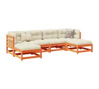 vidaXL Set de sofás jardín 6 pzas con cojines madera pino marrón cera