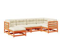 vidaXL Set de sofás jardín 6 pzas con cojines madera pino marrón cera