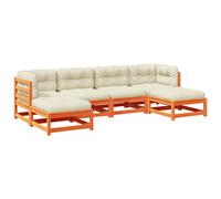 vidaXL Set de sofás jardín 6 pzas con cojines madera pino marrón cera
