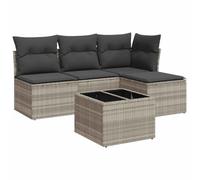 vidaXL Set de sofás de jardín 5 pzas – mesa y asientos modulares, cojines, ratán sintético gris claro