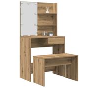 vidaXL Set de tocador con LED madera contrachapada en color Roble Sonoma/Marrón roble/Madera antigua y más