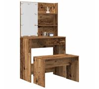 vidaXL Set de tocador con LED madera contrachapada en color Roble Sonoma/Marrón roble/Madera antigua y más