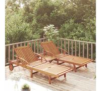 vidaXL Set de tumbonas con mesita 2 uds madera maciza de acacia