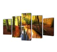 vidaXL Set decorativo de lienzos para la pared modelo bosque, 100 x 50 cm