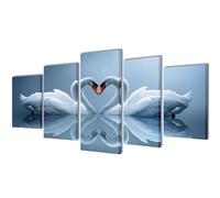 vidaXL Set decorativo de lienzos para la pared modelo cisnes, 200 x 100 cm