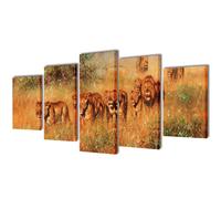 vidaXL Set decorativo de lienzos para la pared modelo leones, 100 x 50 cm