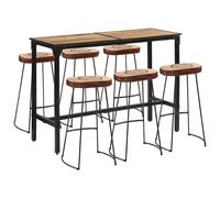 vidaXL Set mesa alta y taburetes 7 pzas madera maciza mango y metal