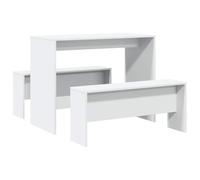 vidaXL Set Mesa y Banco de Comedor 3 pzas Madera de ingeniería Blanco, Juego de Mesa de Comedor, Juego de Mesa con Banco, Mesa de Comedor y Bancos
