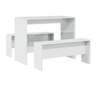 vidaXL Set mesa y banco de comedor 3 pzas madera de ingeniería en color Blanco/Roble Sonoma/Roble ahumado y más | estructura resistente ideal para salón dormitorio o estudio