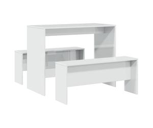 vidaXL Set mesa y banco de comedor 3 pzas madera de ingeniería en color Blanco/Roble Sonoma/Roble ahumado y más | estructura resistente ideal para salón dormitorio o estudio