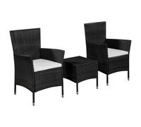 vidaXL Set mesa y sillas bistró de jardín 3 pzas ratán sintético negro