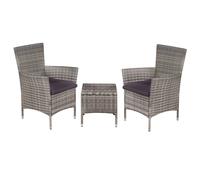 vidaXL Set mesa y sillas bistró jardín 3 pzas ratán sintético marrón