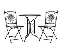 vidaXL Set mesa y sillas bistró mosaico 3 pzas baldosa cerámica gris