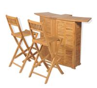 vidaXL Set mesa y sillas plegables bistró de jardín 3 pzas teca maciza