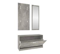 vidaXL Set mueble zapatero 3 en 1 Armario y estantería – Madera contrachapada, Gris hormigón