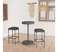 vidaXL Set muebles bar jardín 3 piezas y cojines ratán sintético gris