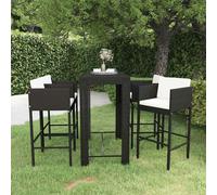 vidaXL Set muebles bar jardín 5 piezas y cojines ratán sintético negro
