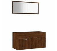 vidaXL Set muebles de baño 2 piezas madera contrachapada brillo en color Blanco brillante/Roble ahumado/Negro y más | almacenamiento funcional diseño moderno para baño dormitorio sala
