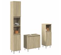 vidaXL Set muebles de baño 2 piezas madera contrachapada en color Gris hormigón/Roble Sonoma | almacenamiento funcional diseño moderno para baño dormitorio sala