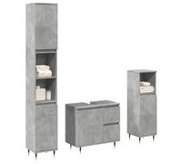 vidaXL Set muebles de baño 2 piezas madera contrachapada en color Gris hormigón/Roble Sonoma | almacenamiento funcional diseño moderno para baño dormitorio sala