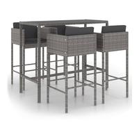 vidaXL Set Muebles de Bar Jardín 5 Piezas y Cojines Mesa Silla Asiento Patio Terraza Balcón Barra Bistró Muebles Mobiliario Ratán Sintético Gris