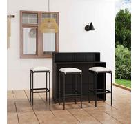 Set Muebles De Bar Para Jardín 4 Piezas Y Cojines Negro Vidaxl