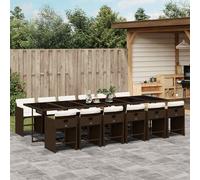 vidaXL Set muebles de jardín 13 pzas y cojines ratán sintético marrón