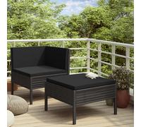 vidaXL Set muebles de jardín 2 piezas y cojines ratán sintético negro